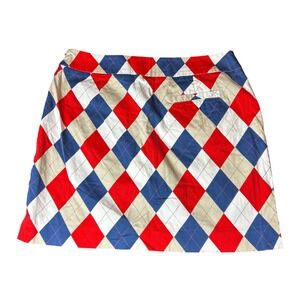 Loudmouth Golf Ladies Argyle Skort Red White Blue Tan Size 10 Mini Skort